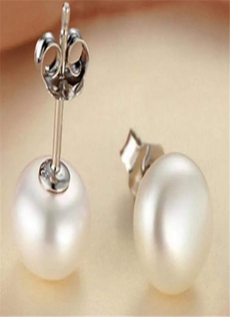 2Pair 67mm Natural White Culture Freshwater Pearl 925 Sterling Silver Studörhängen5467687