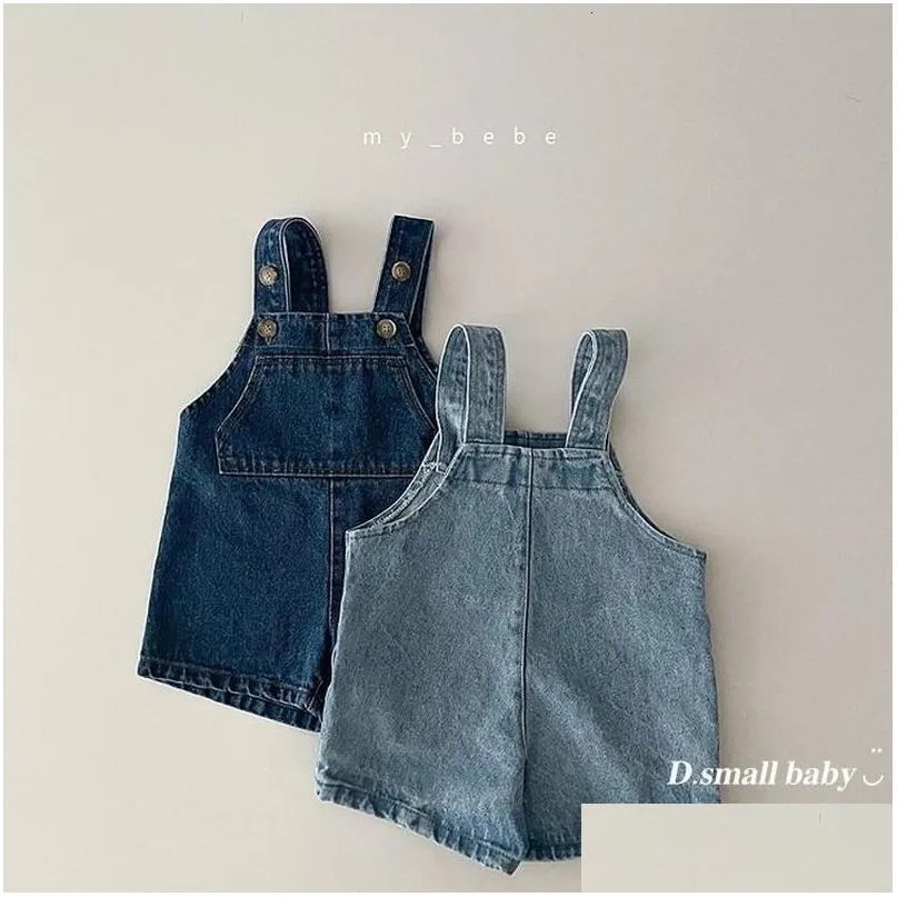 Overalls Baby Korean Clothes Denim Jumpsuits Summer Boy Button Fly Jeans Pants For 636M 230609 Drop Delivery Kids Maternity Clothing Dhupp