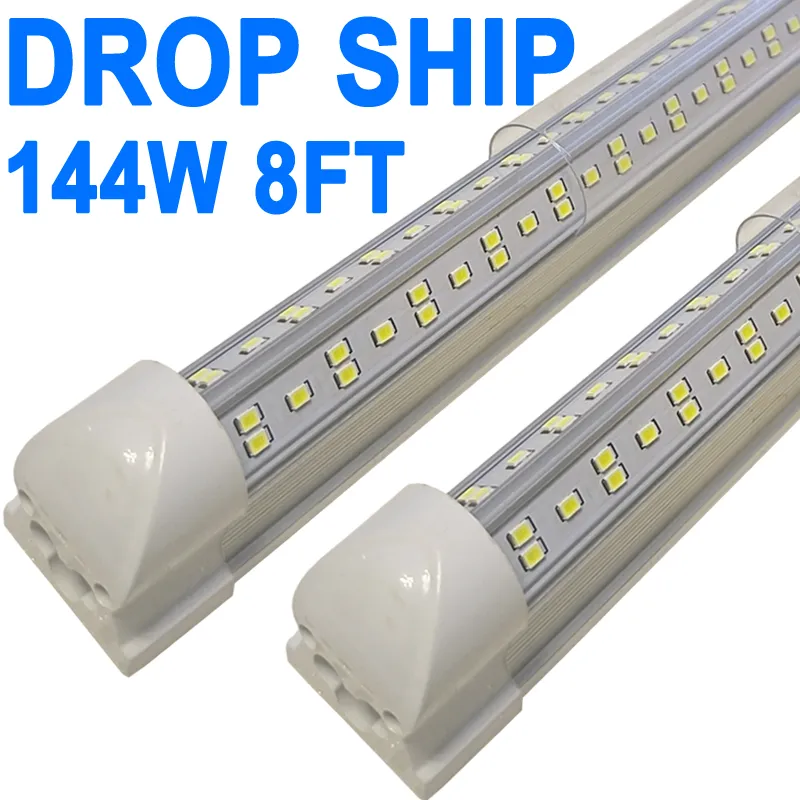 144W 8FT LED-winkellamp, 14400lm 6500K superhelder wit, koppelbaar plafondlichtarmatuur, V-vorm geïntegreerd T8 LED-buislicht voor werkbankkast crestech