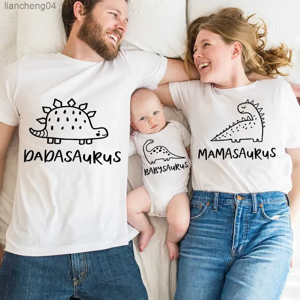 Tenues assorties à la famille Chemises de famille de dinosaures Chemise maman papa Body bébé Tenues assorties à la famille T-shirt familial à manches courtes Chemise cadeau de famille