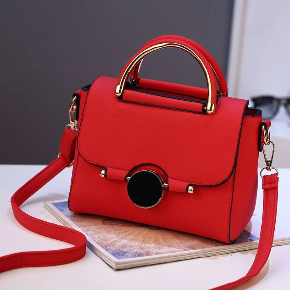 HBP Smooza 여성 핸드백 새로운 패션 어깨 가방 레이디 솔리드 토트 귀여운 쇼핑 메신저 가방 자물쇠 검은 빨간색 핸드 백 238f