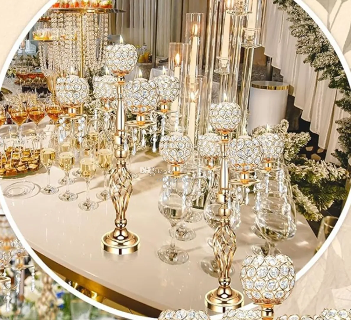 Crystal 5 Arm Candelabra Centerpiece 75cm \u0026 100cm Tall Crystal Candle  Holders For Table Decor Elegant Bowl Design For Weddings And Events From  Courageevent, $41.71 | DHgate.Com, image size:1188x1086