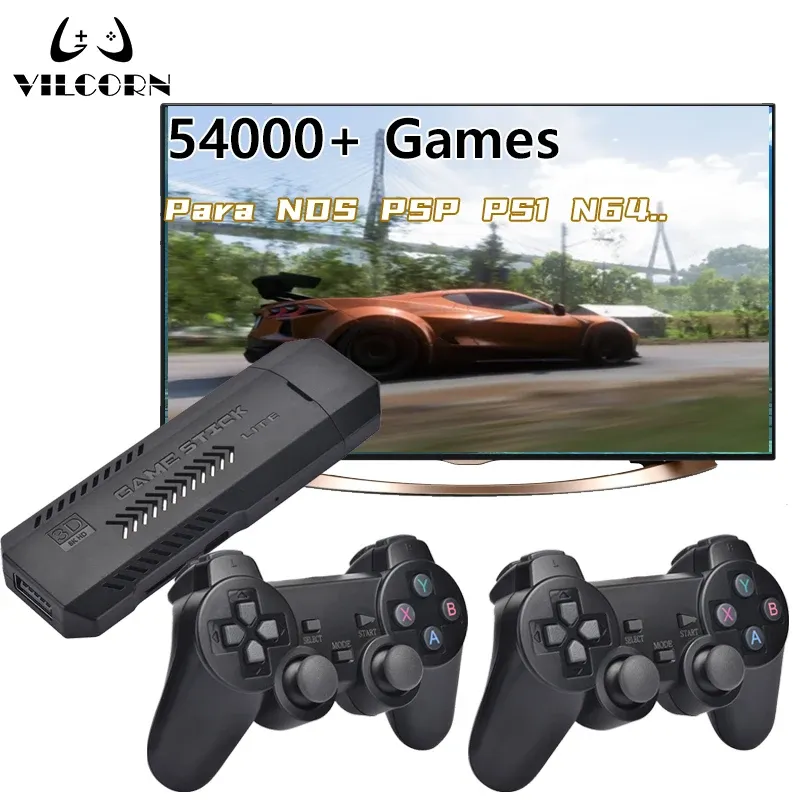 VILCORN Videogameconsoles 4K HD TV Game Stick Draagbare Everdrive Gaming-emulators voor NDS/PSP/PS1/N64 Retro Games GD10 Stick