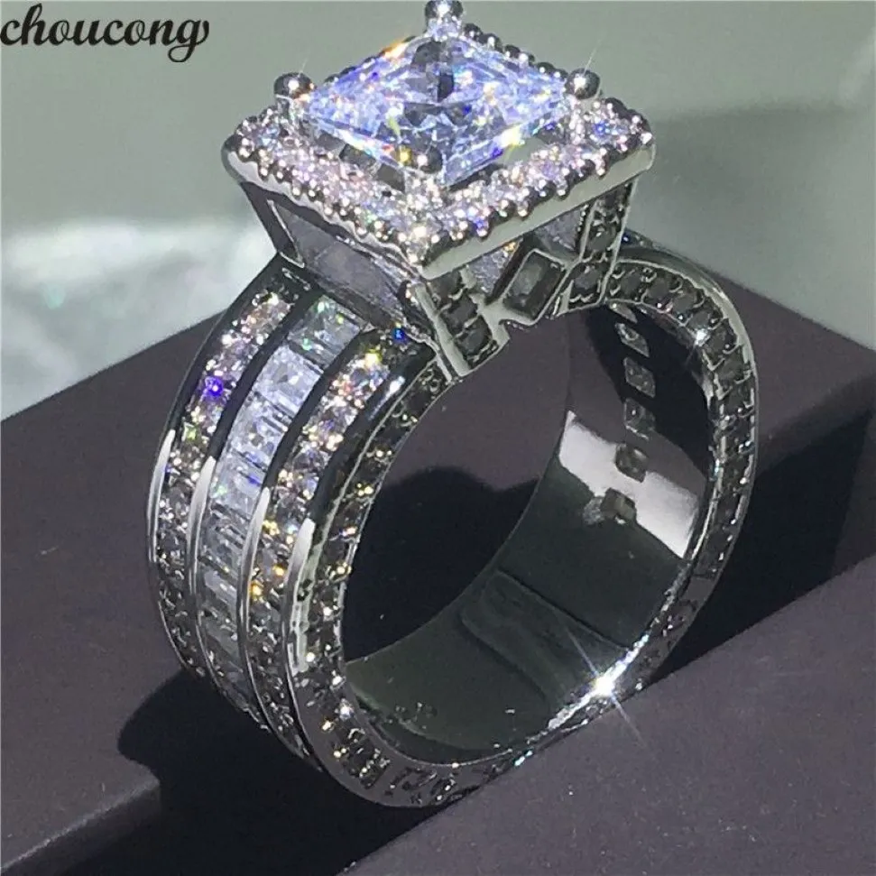 choucong Vintage Court Ring 925 sterling Silver Princess cut 5A cz stone Engagement Wedding band Rings For Women Jewelry Gift252P