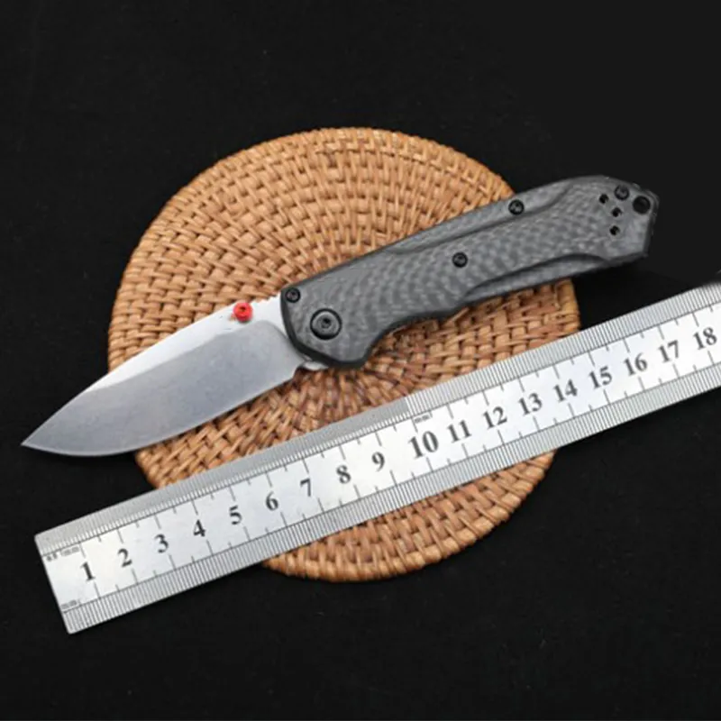 Couteau pliant de Camping BM 565, manche en Fiber de carbone, chasse en plein air, survie, sécurité, défense, couteaux de poche, outil EDC