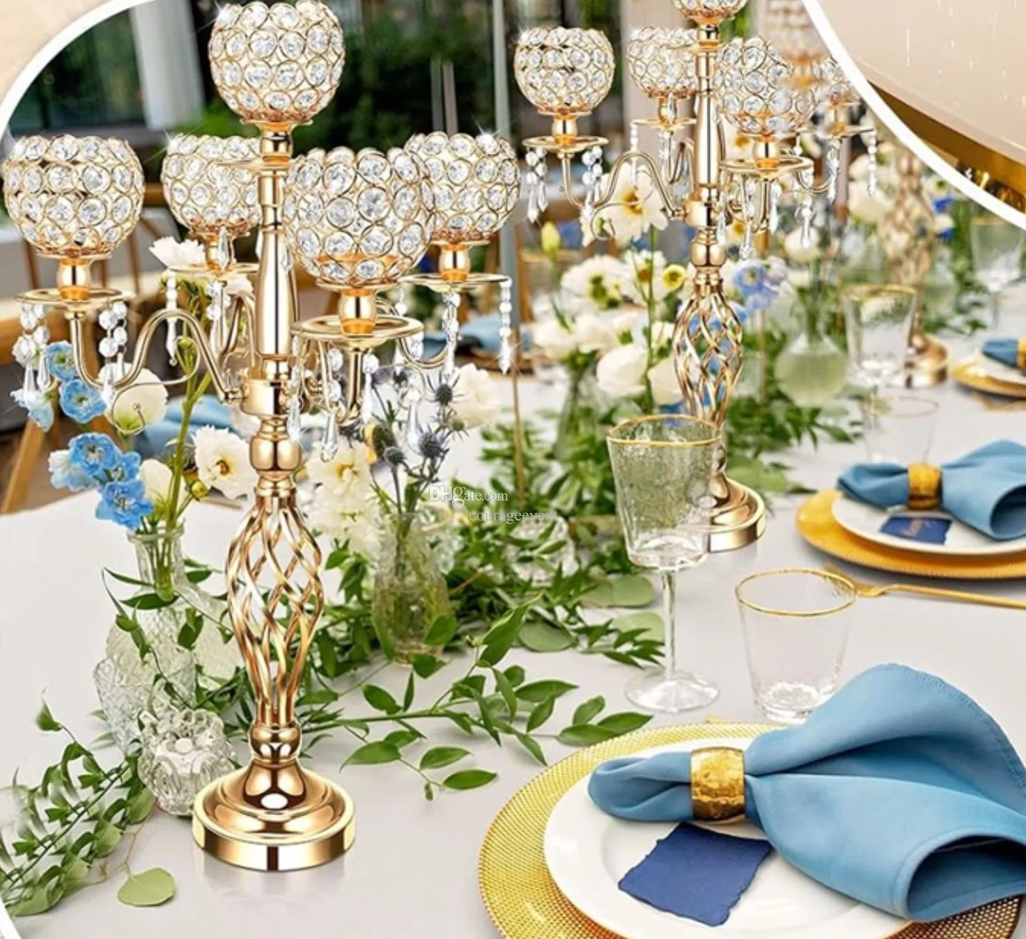 Crystal 5 Arm Candelabra Centerpiece 75cm \u0026 100cm Tall Crystal Candle  Holders For Table Decor Elegant Bowl Design For Weddings And Events From  Courageevent, $41.71 | DHgate.Com, image size:1473x1349