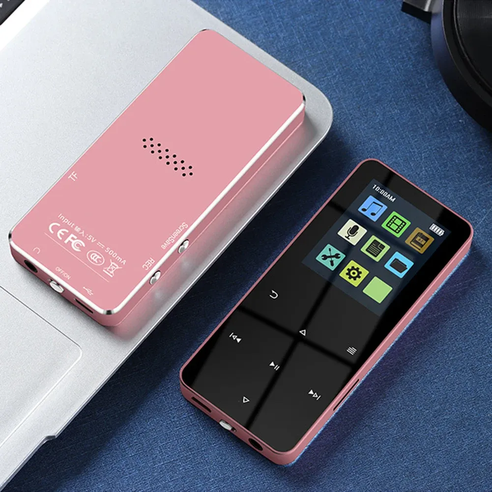 Haut-parleurs MP4 lecteur 2,0 pouces en métal tactile mp3 mp3 MP4 Music Player Bluetooth 5.0 Carte de support intégrée en haut-parleur FM Radio Alarm Ebook
