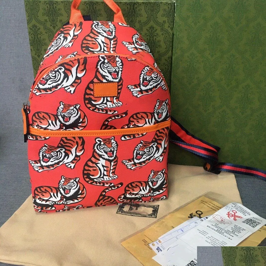 Plecaki projektant dzieci liter tygrysa drukowana moda dzieci pu skóra podwójna torby shoder
