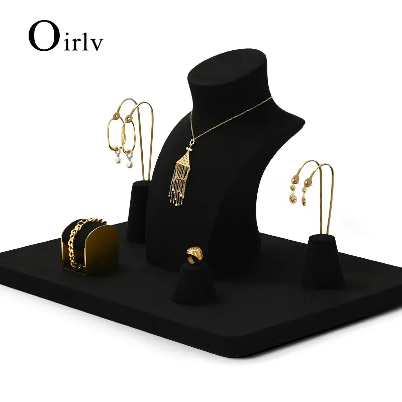 Rings Oirlv Black Jewelry Display Set Shops Cabinet Display Props for Necklace Display Bust Watch Ring Earrings Bangle Decoration Rack