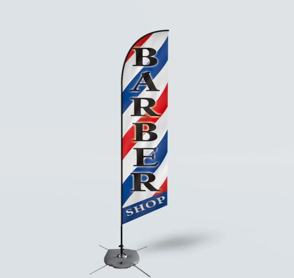 Promoção personalizada barbearia praia pena bandeira 110g malha poliéster swooper banner impressão digital 7500669