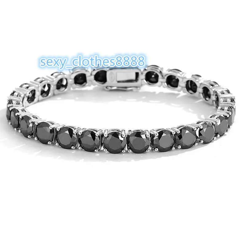 Chwała Black Diamond Moissanite Tennis Bransoletka lodowana Hip Hop Women Men S925 Srebrne 3 mm 4 mm 5 mm 6,5 mm szerokość