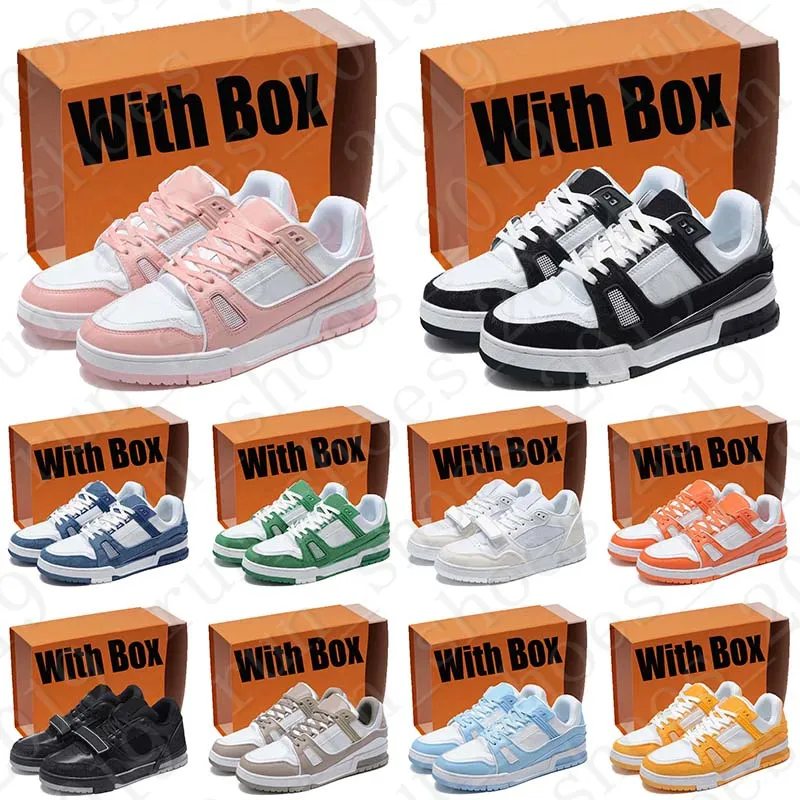 Met Box Designer schoenen Trainer Sneaker Laag voor heren dames Zwart Roze geel hemelsblauw sneakers sneakers casual schoenen luxe