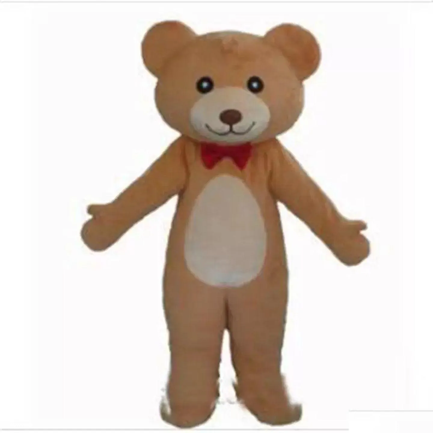 Mascot Costumes Halloween Red Tie Teddy Bear Costume High Quality Customize Cartoon Theme Character Adt Size Christmas Carnival Fanc Dhpxs