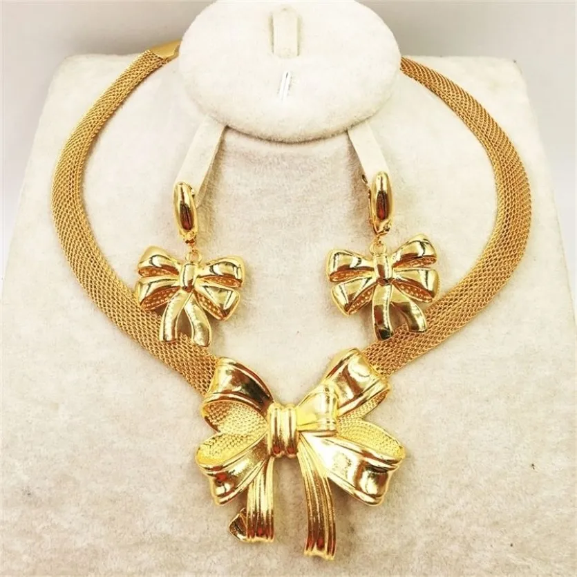 Dubai gold necklace earrings collection fashion Nigeria wedding African pearl jewelry collection Italian women's jewelry set 275P