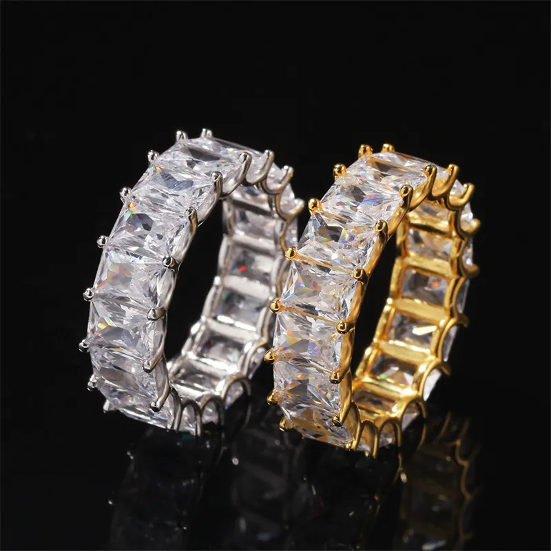 Кольца с муассанитом для женщин и мужчин, блестящий циркон с цирконом и бриллиантами, квадратный обручальное кольцо с цирконом, ювелирные изделия в стиле хип-хоп