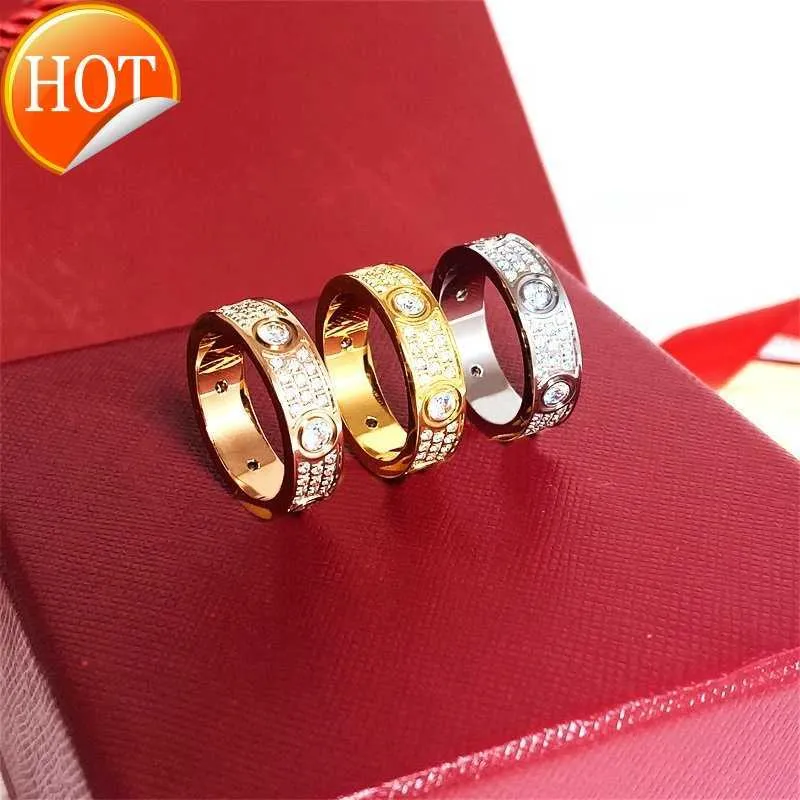 Band Rings Luxury Ring Screw Diamond Rings Moissanite Jewelry Woman Mens 18k Gold Rise Silver Plated Designer Jewellry for Wedding Party Christmas Gift Size 5-11