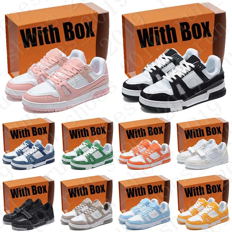 Con Box Scarpe firmate Trainer Sneaker Low per uomo donna Nero Bianco rosa giallo uomo donna blu cielo scarpe da ginnastica scarpe da ginnastica scarpe casual di lusso