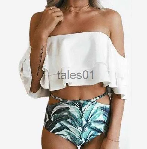 Kobiety stroja kąpielowa wysoka talia seksowna bikini bikiny kątowe cuffle vintage bandeau paski dolne garnitury 240226