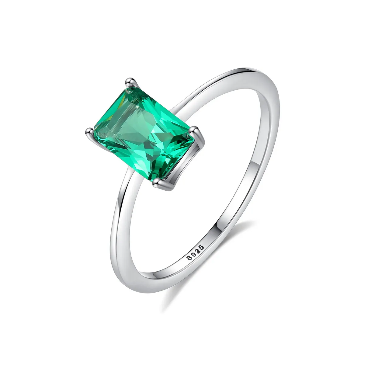 Retro Emerald Pierścień S925 Sterling Srebrny Emerald Cyrcon Brand Luksus Pierścień Europejski i amerykańska gorąca moda