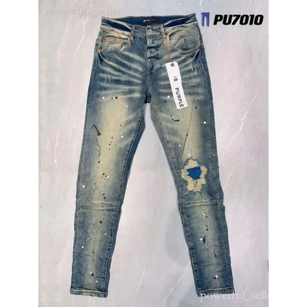 Projektant marki MENS DERNIM PROUNTS Modne Spodnie Prosty projekt retro streetwear swobodny dres purpurowe dżinsy joggers spryskanie prasowane 514