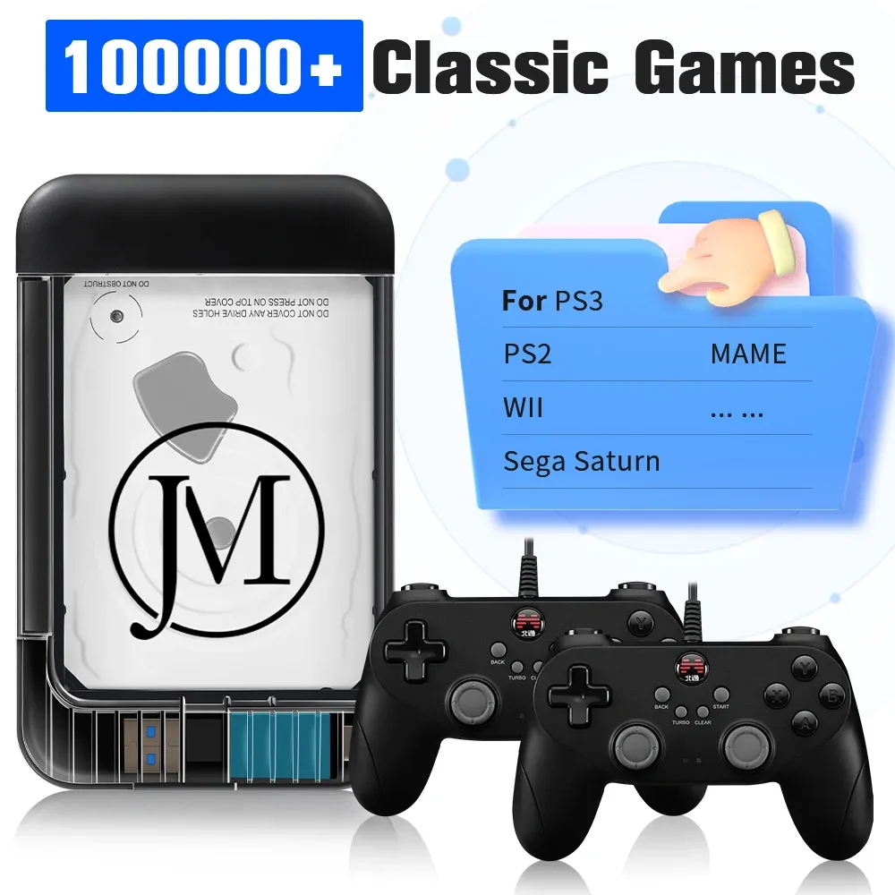 Consoles JMachen Hyper Base RB2 Portable Retrobat External Game HDD 100000+Games For PS2/PS1/Wii/PSP/N64/MAME/DC/SS For Laptop/PC/Windows