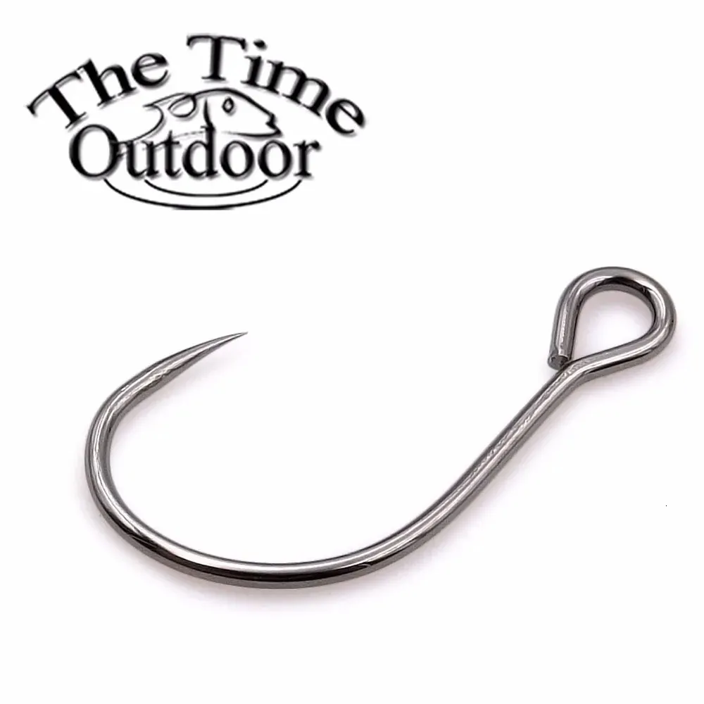 The Time 100pcs Barbless Único Crankbaits Gancho de Aço de Alto Carbono #468 Grande Olho Isca Ganchos Anzols Para Baixo Truta Pike Pesca 240226