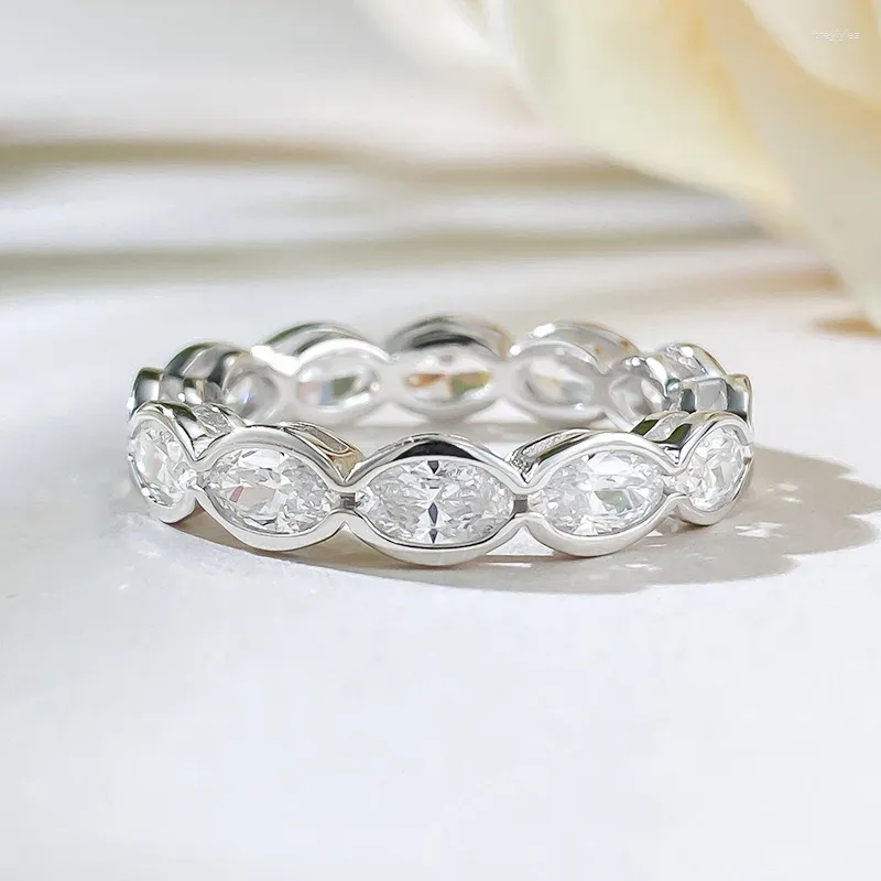 Klaster Pierścienia miłośnicy markizowej kroi moissanite diamentowy pierścionek Realu 925 Srebrny Party Wedding For Kobiet Biżuteria zaręczynowa