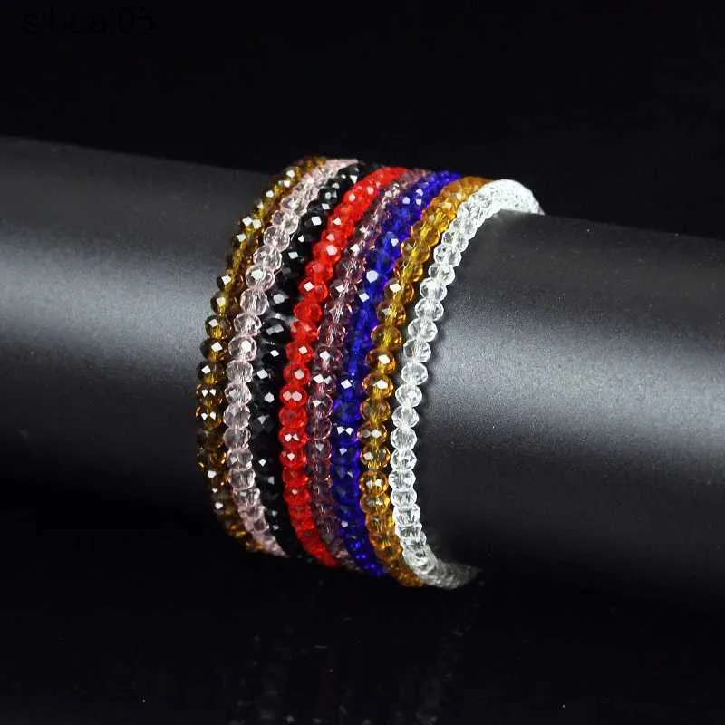 Beaded ny elasticitet 4mm svart vit röd blå kristallpärlor armband för kvinnor 2022 mode glas pärlor charm armband pulseras mujer yq240226
