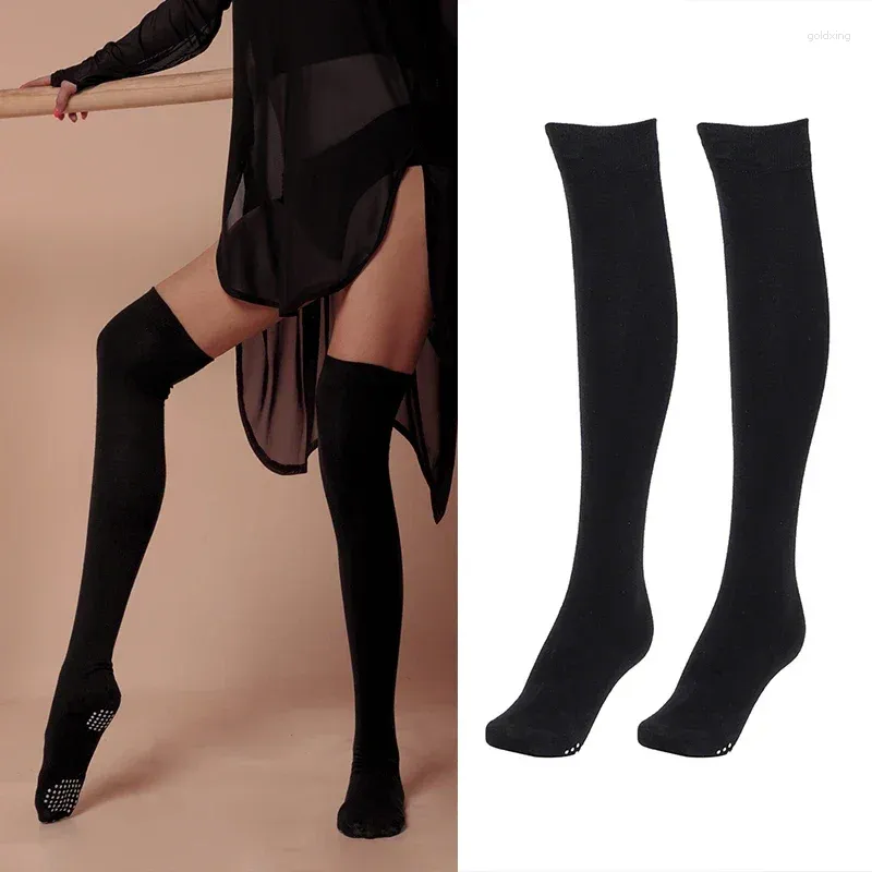 Vêtements de danse latine pour femmes, bas noirs sur les genoux, chaussettes antidérapantes pour adultes, pratique DNV14060