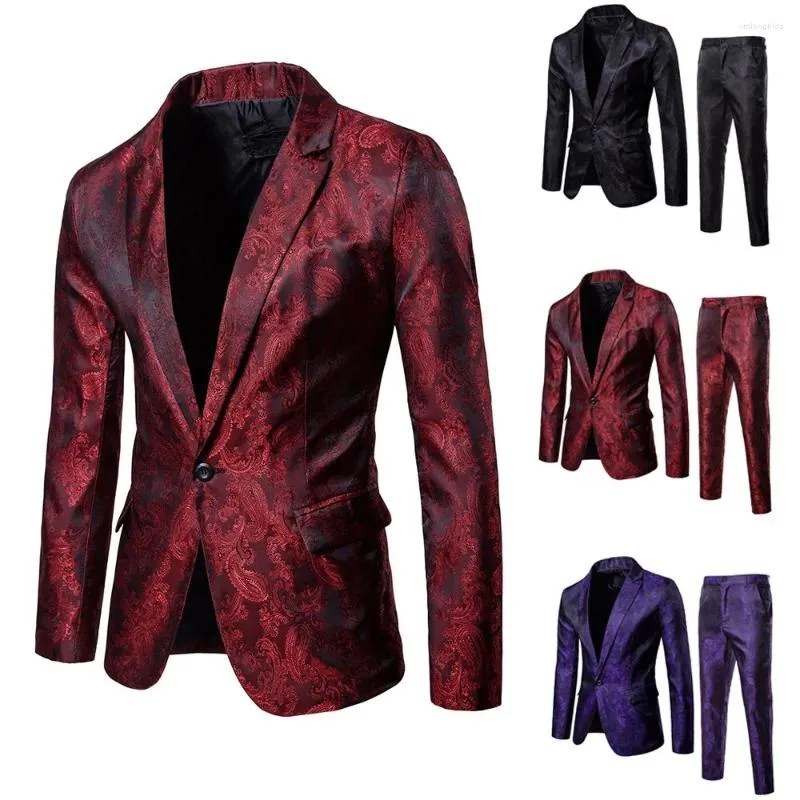 Mens Tracksuits Suit Slim 2-Piece Blazer Business Wedding Party Jacket Coat Pants Winter For Men Black Prom Suits