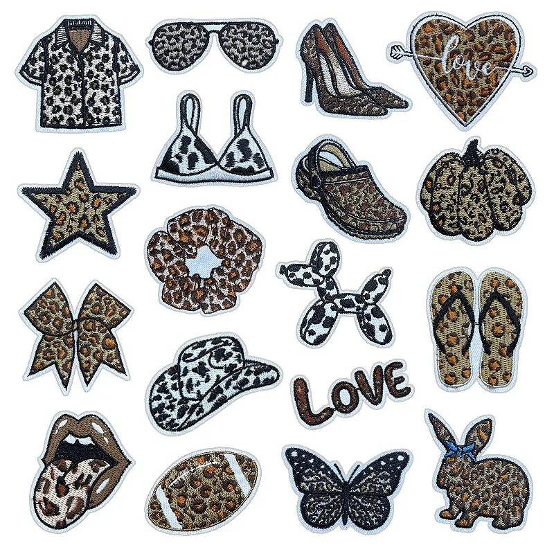 18 Pcs Summer Trooical Beach Iron on Patches Sexy Leopard Bikini Sew on Embroidered Applique Patch for Clothes Backpack Jacket