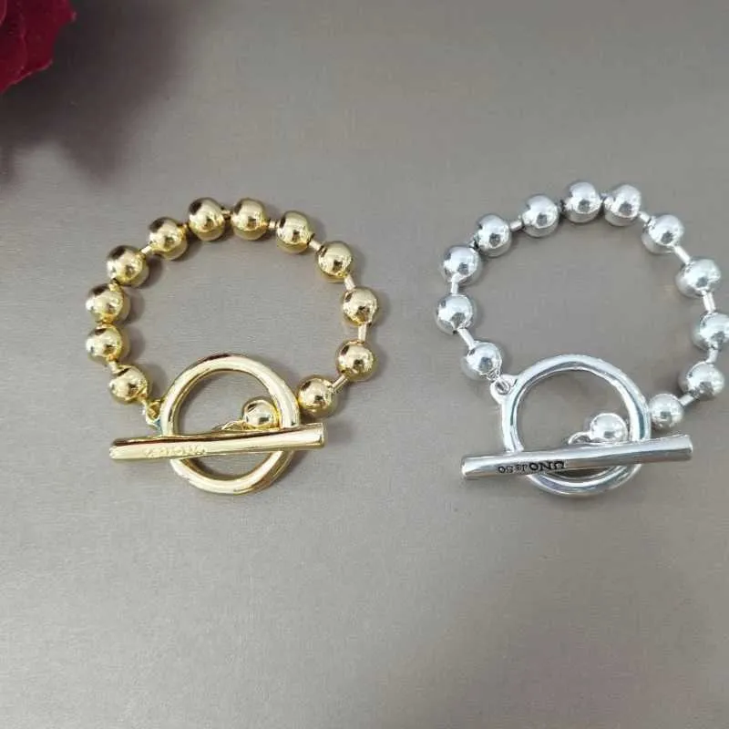 Braccialetti con ciondoli Europei e americani originali galvanici alla moda in argento 925 oro 14 carati braccialetto con perline tendenza regali di gioielli di lusso J240226