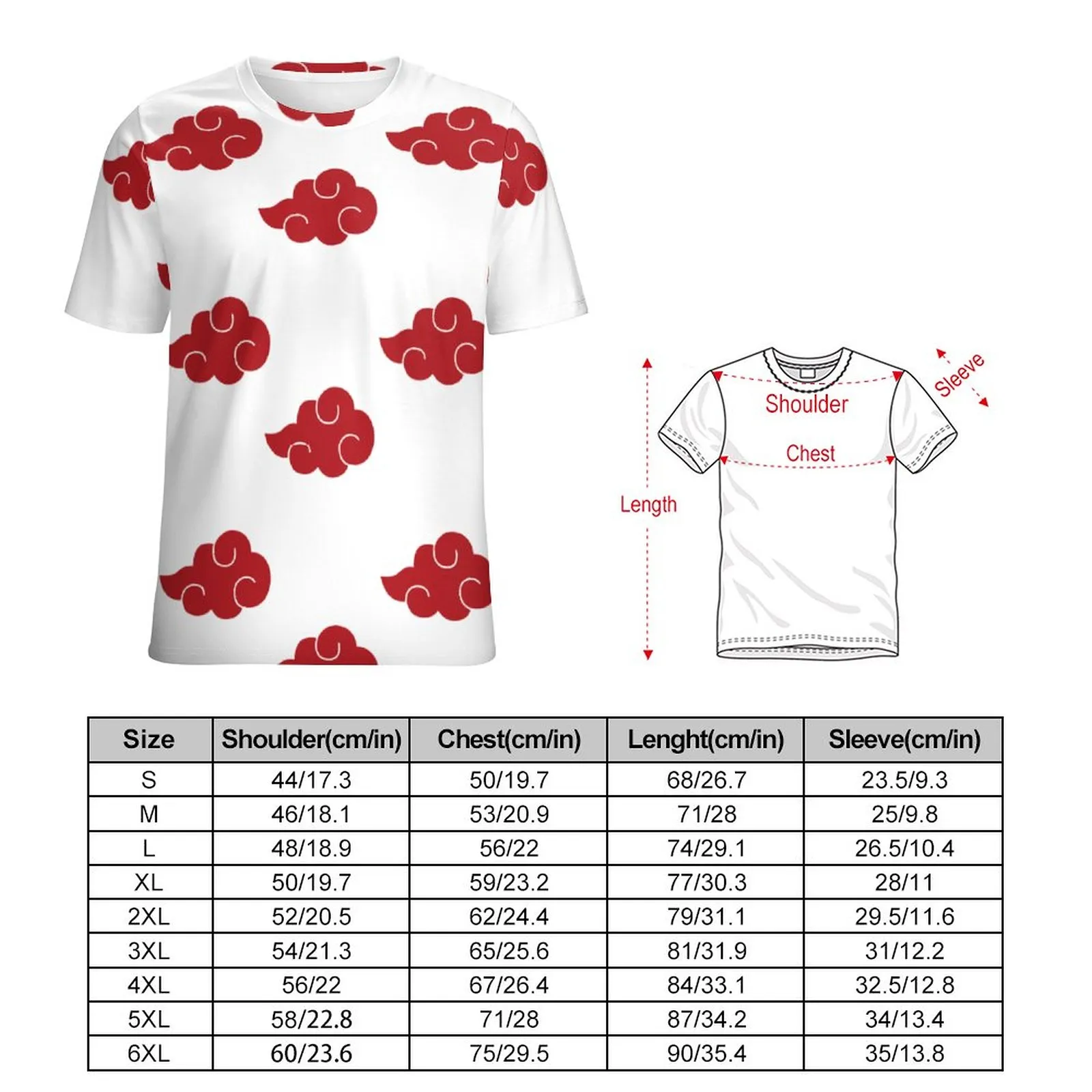 Custom men's full print T-shirt absorbent, breathable and comfortable reinforced round neck Fashion casual Xiangyun pattern 95% polyester +5% spandex 202g white