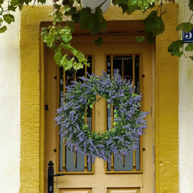 Decorative Flowers Lavender Wreath For Front Door Summer Wreaths Ornament Home Wall Holiday