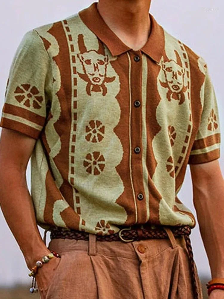 Polos męski 2024 Summer Krótkie rękawe koszulę polo Casual Men Button-Up Town Cllar Tops Męs