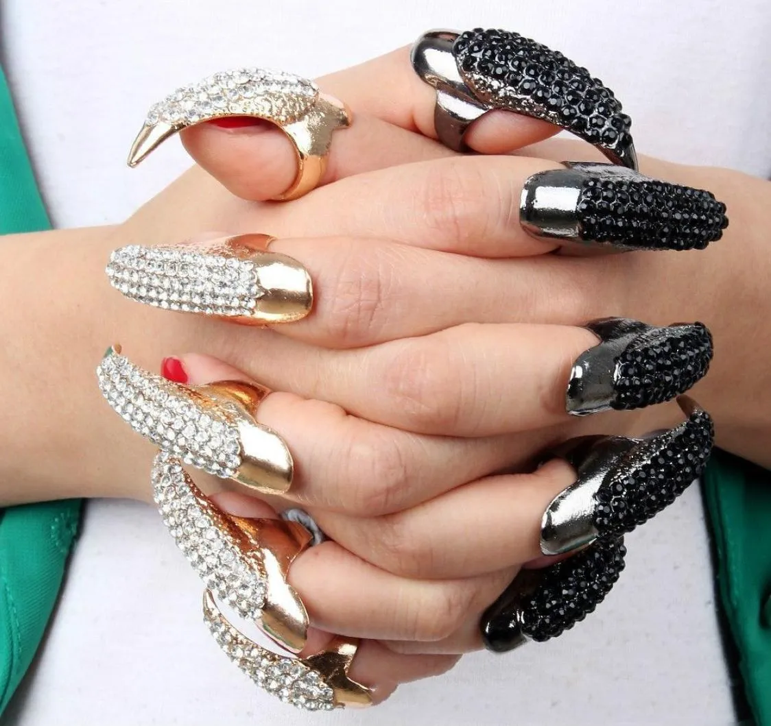 Smart Rings Nail Rings White Black Full of Drill Hyperbole Nail Hawk Claw Ring for Women Jewelry4266999