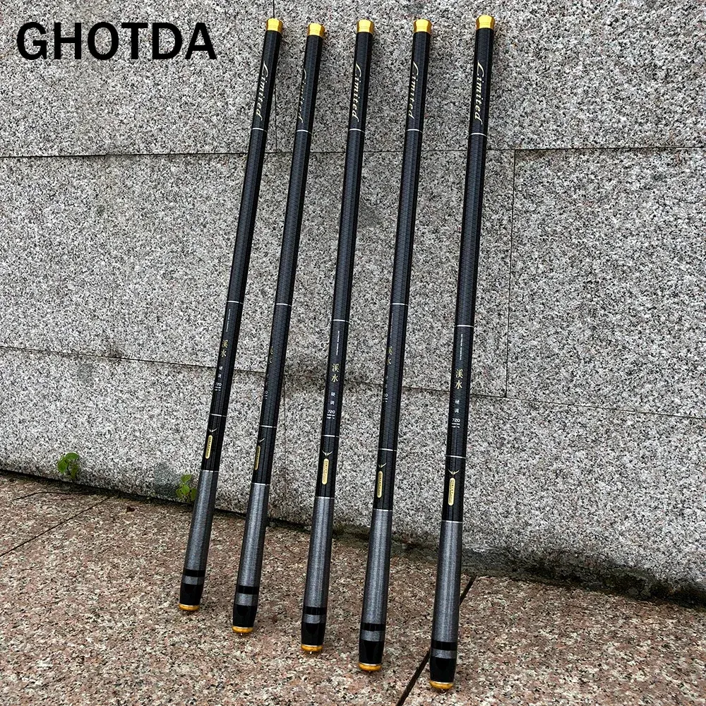 Varas GHOTDA 3.6M7.2M Vara de pesca telescópica de alto carbono portátil super hard stream rod