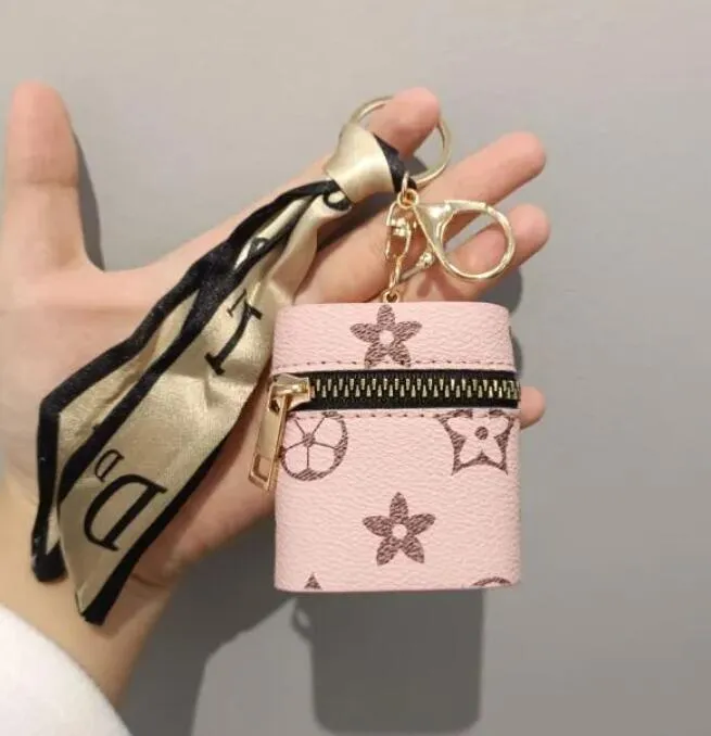 Kreativitet Presbyopia Car Keychain Coin Purse Pendant Charm smycken Keyring Fashion Pu Leather Flower Grid Designer Metal Key Chain Wholesale