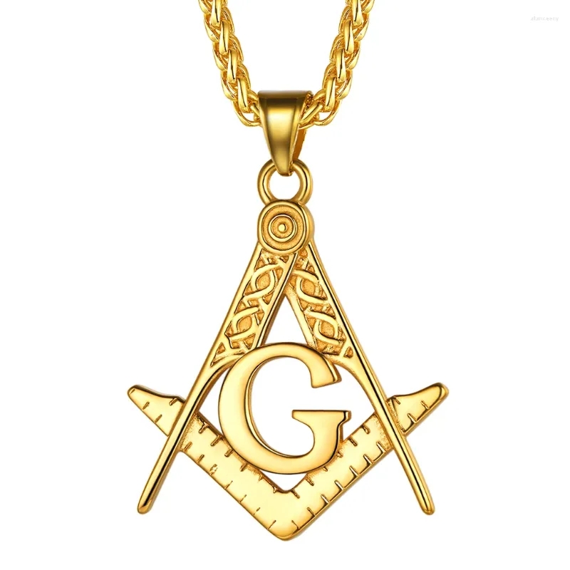 Pendentif Colliers U7 Collier maçonnique Franc-maçon SquareCompass Lettre G Symbole Acier inoxydable Gratuit et accepté Maçons Icône Bijoux