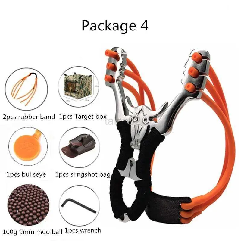 Hunting Slingshots Outdoor Precision konkurencyjna katapulta Katapult Nowy stal nierdzewna metalowa metalowa opaska Bull głowica Big Power Slingshot Toy YQ240226