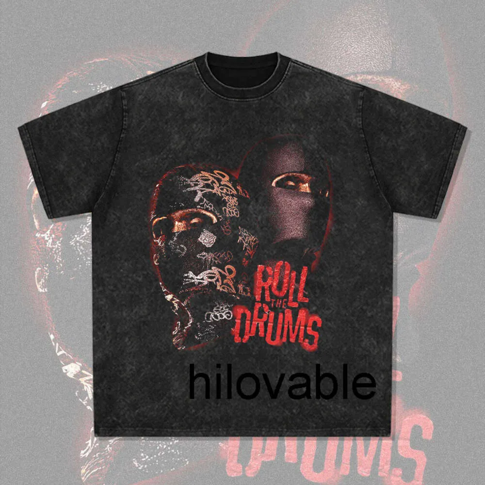 ロゴファッションなしHILOVABLE BC NEW SUMMER DARK STREET COOL MASKED MAN PRINTED短袖Tシャツメンズルーズトップ