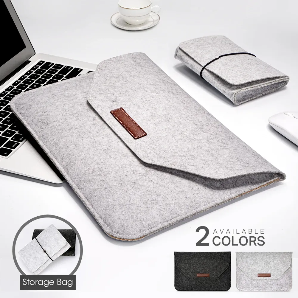 Mochila bolsa para laptop manga 12 13.3 14 15 16 polegadas feltro de lã notebook tablet capa para macbook air 13 huawei honor magicbook matebook