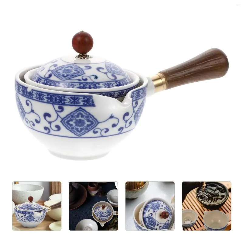 Ensembles de vaisselle Théière en céramique Bouilloire en porcelaine bleue et blanche chinoise Grande théière de service en vrac