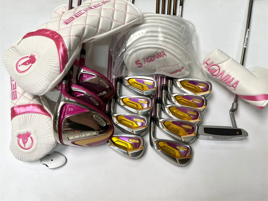 Damen Honma S-07 Komplettset Honma S-07 Golfset Damen Golfschläger Fahrer Fairwayhölzer Eisen Putter Graphitschaft mit Kopfbedeckung