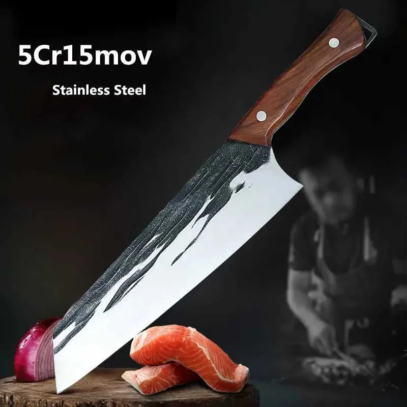 Kitchen Knives Household Forged Kitchen Knives Japanese Style Butcher Knife Master Chef Stainless Steel Sushi Small Cleaver Meat Cook Knives Q240226
