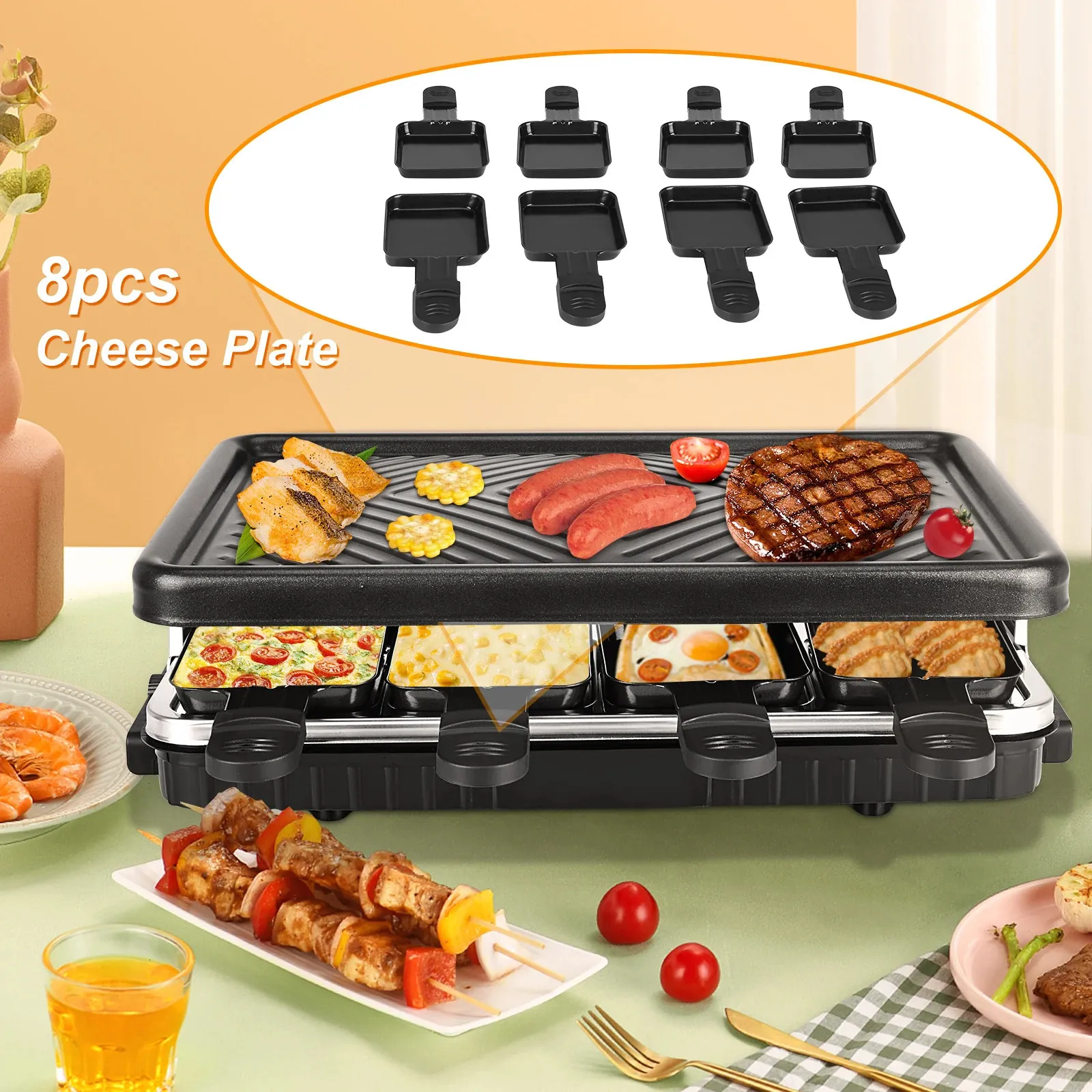 Table Grill Électrique Coréen BBQ Intérieur Fromage Raclette Pour 8 Personnes Surface Antiadhésive Contrôle De La Température Lave-Vaisselle 240223