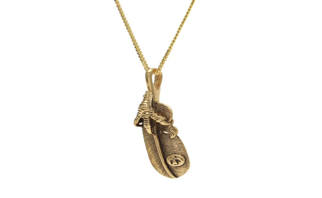 Heren hiphop roestvrijstalen adelaarsklauwveer hanger ketting goud zilver kleur Cubaanse ketting titanium staal mode vintage punk6425986