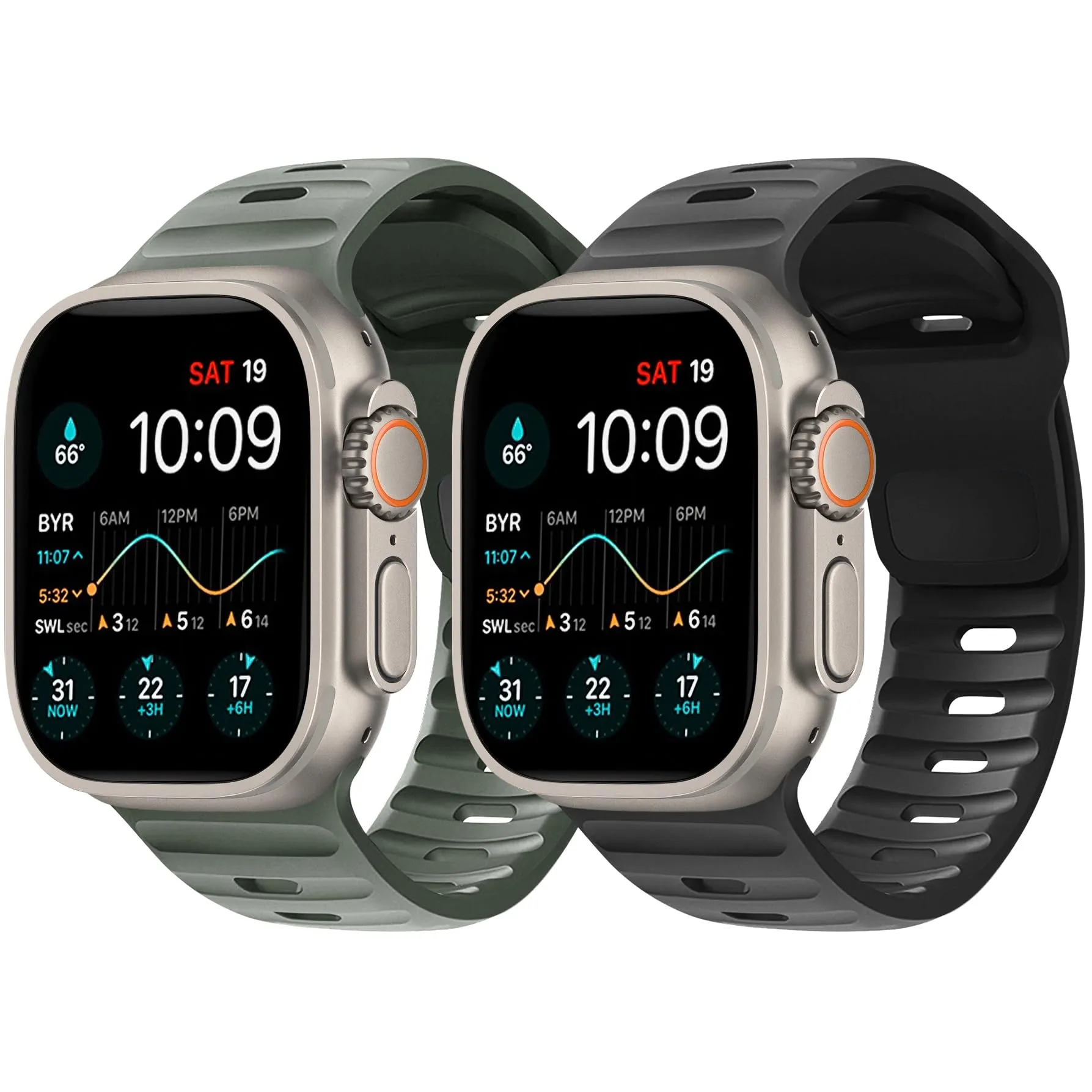 Mjuka silikon armband kompatibla med Apple Watch Ultra Band 49mm 45mm 44mm 42mm för män sportband vattentät ersättningsband för iWatch Series 9 8 7 6 5 4 3 2 1 SE