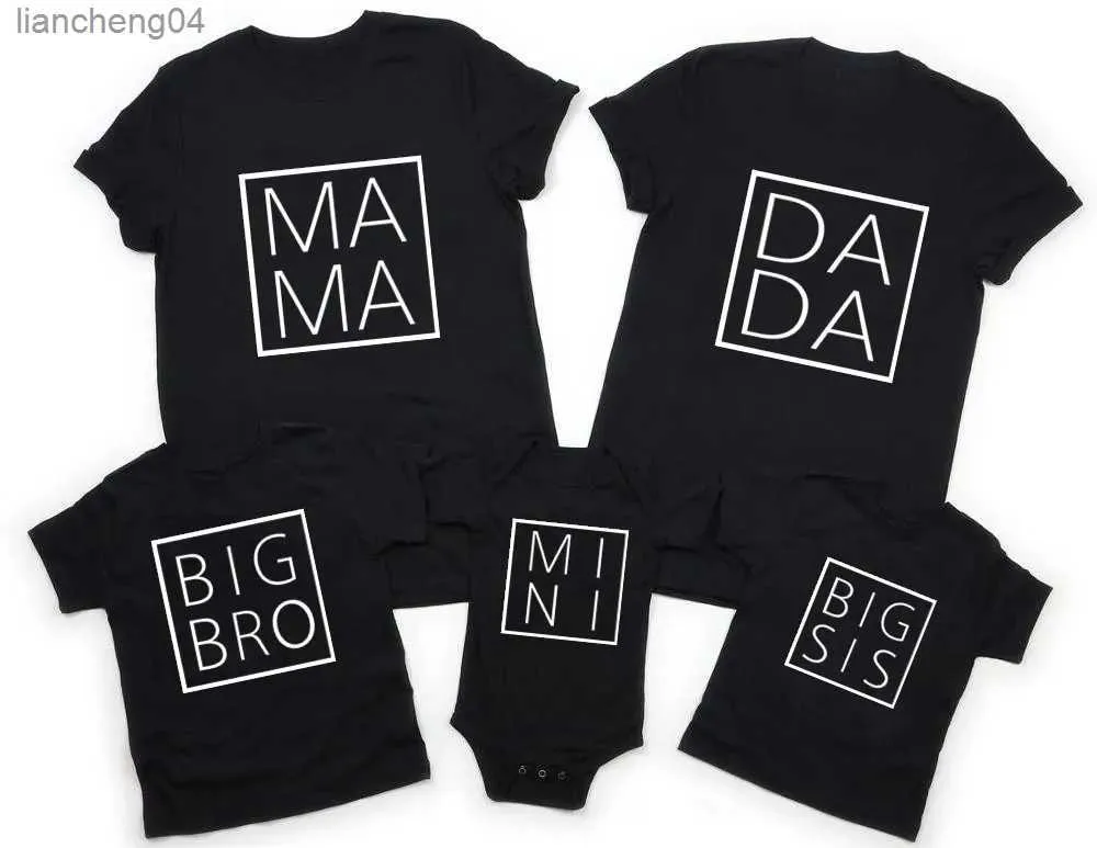 Tenues assorties pour la famille, mignonne Dada Mama, mini chemise, chemise assortie pour la famille, chemise Big Sis et Bro, chemise assortie personnalisée pour la famille, vêtements noirs à manches courtes