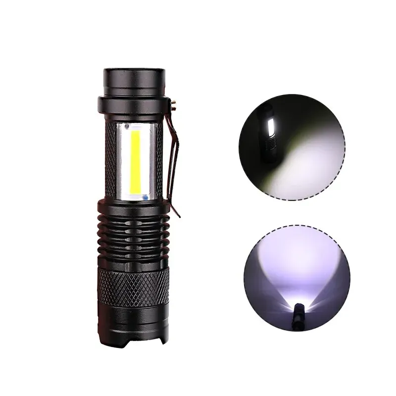 2000LM MINI lampes de poche batterie intégrée USB charge lampe de poche LED COB Zoomable étanche lampe torche tactique ampoules lanterne